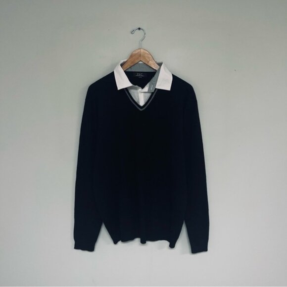 INC International Concepts Vintage Sweater Women's Size XL Black Knit Collared - Picture 2 of 7